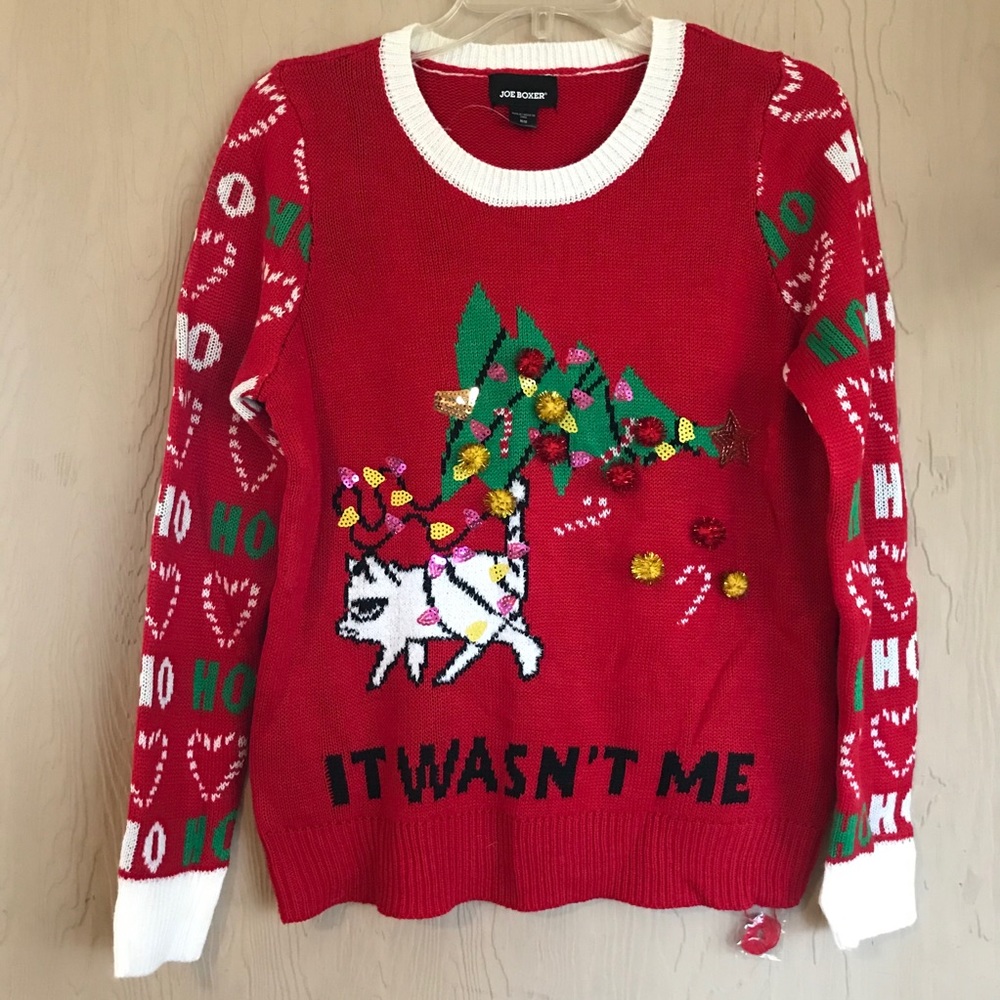 Joe Boxer “It Wasn’t Me” Ugly Christmas Sweater